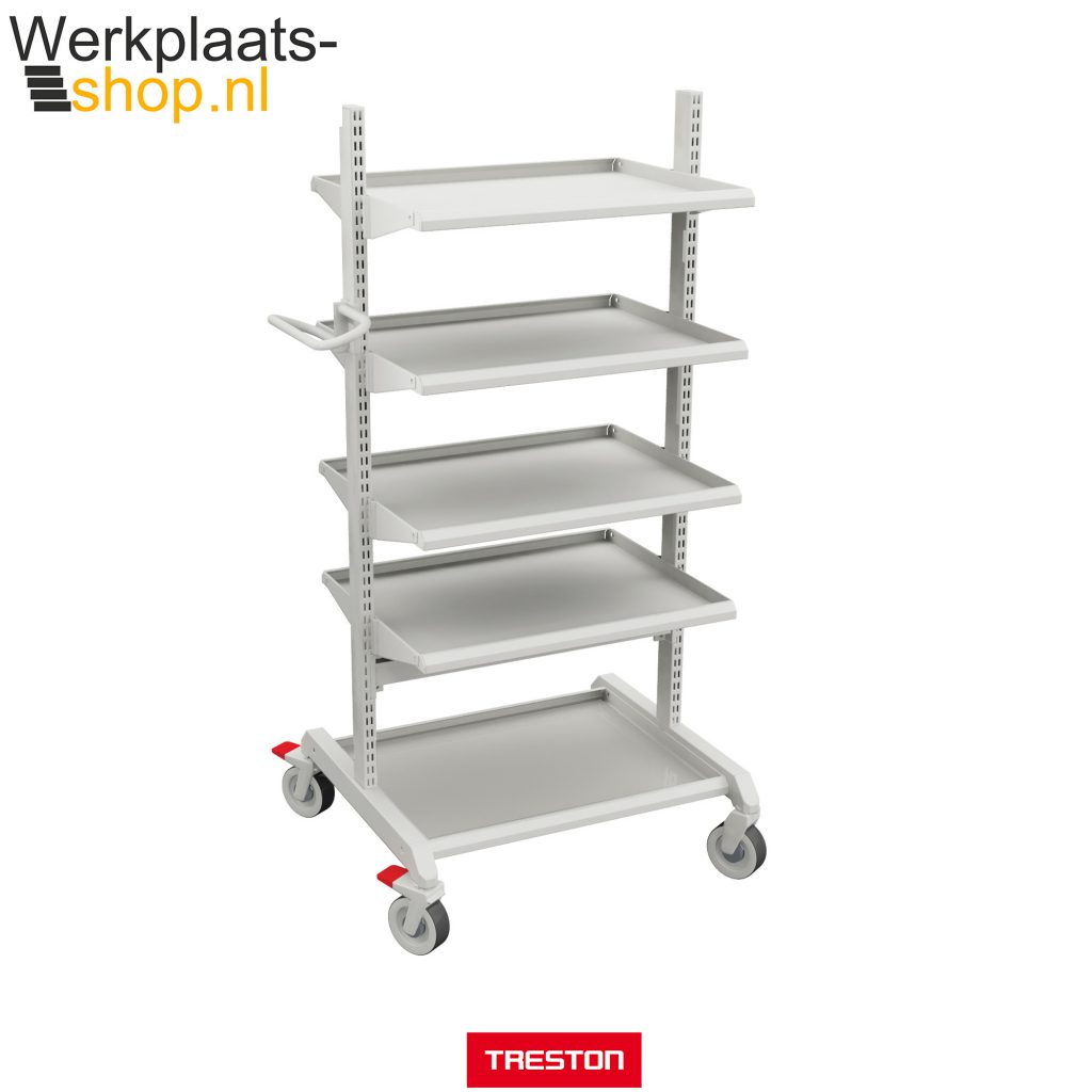 Treston trolley combinatie 3 met op hoogte instelbare legborden - Werkplaats-shop.nl